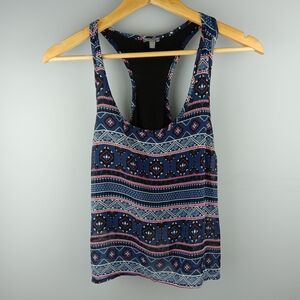 Charlotte Russe Blue Patterned Tank Top